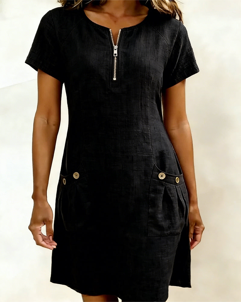 Ellie | Cotton Dress with Zipper Pocket