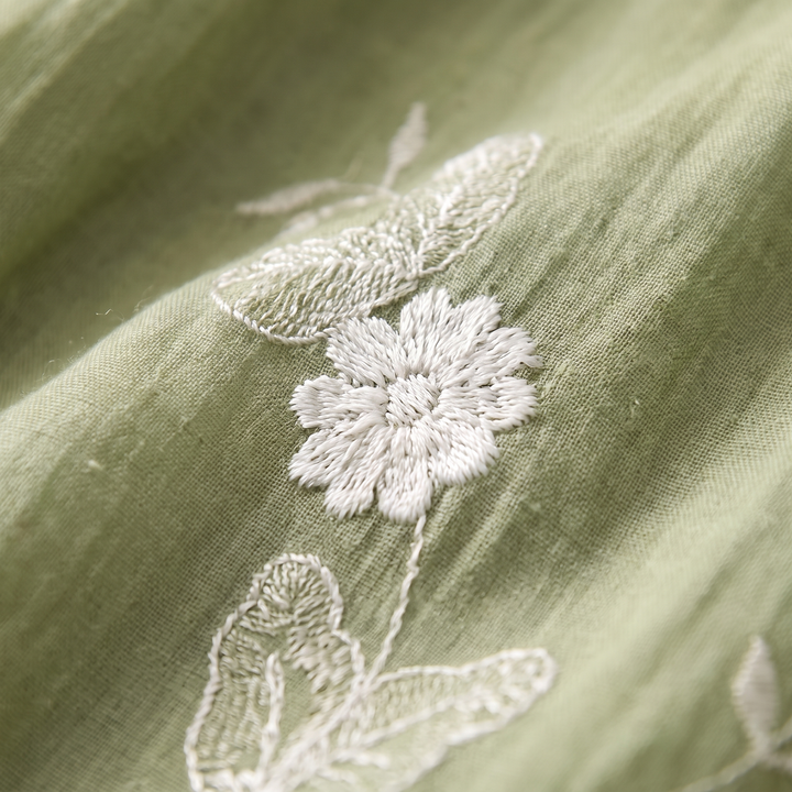 Women’s Floral-Embroidered Button-Up Blouse