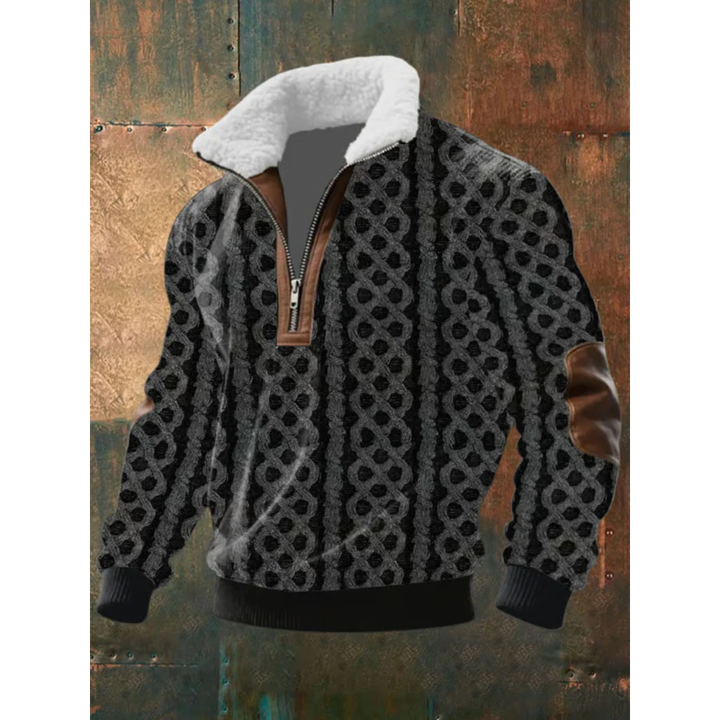 Men’s Fleece-Collar Cable-Knit Quarter-Zip Jumper