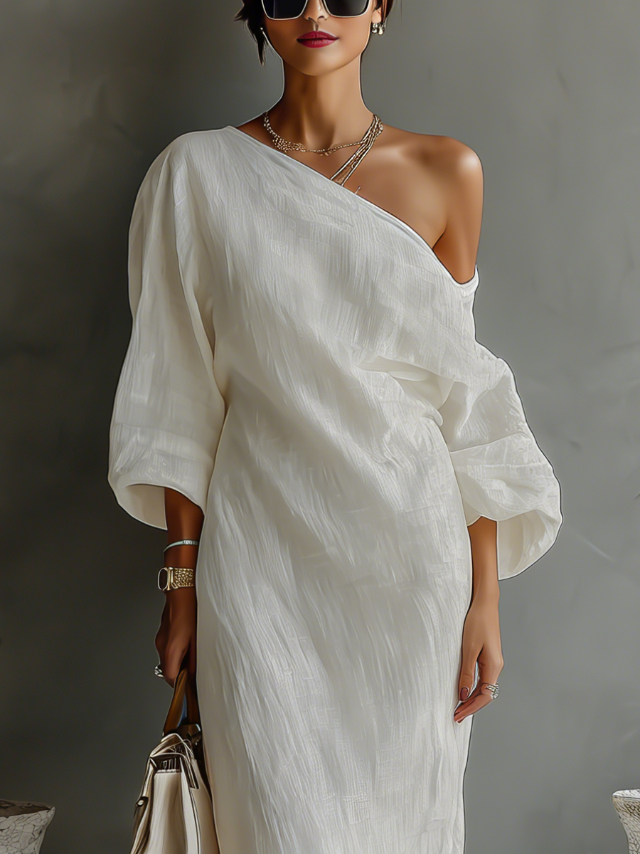 Isabella | Flowing Linen Off-Shoulder Dress