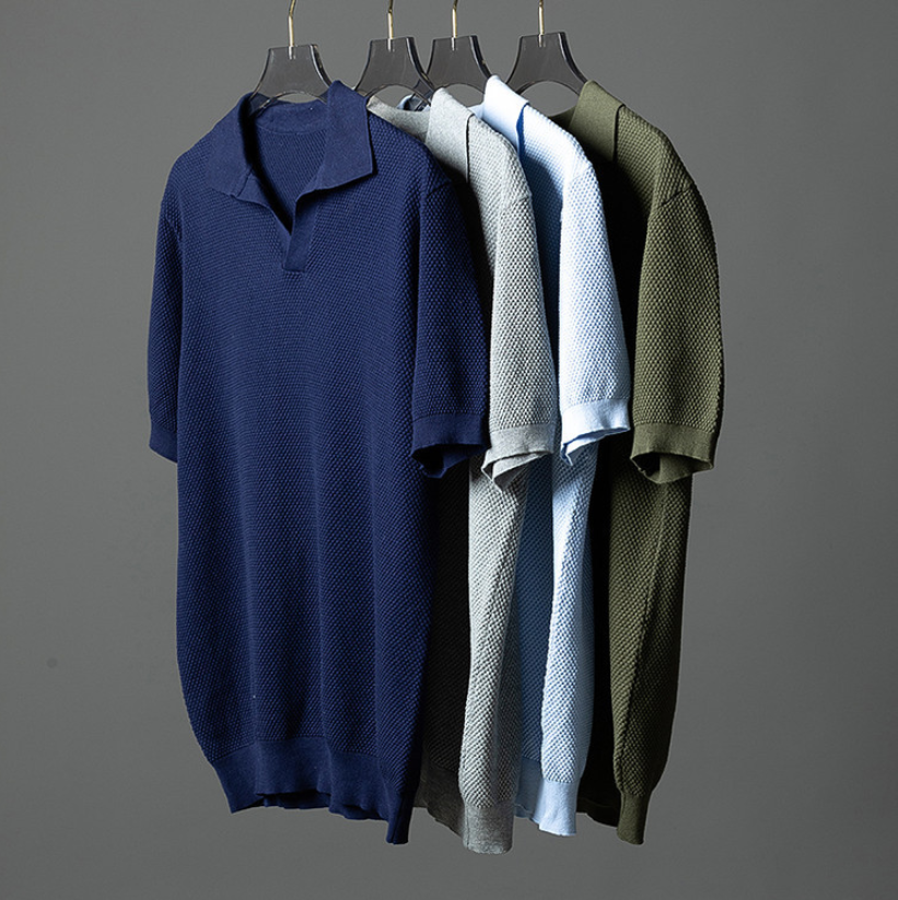Elegant Cotton Knit Polo Shirt