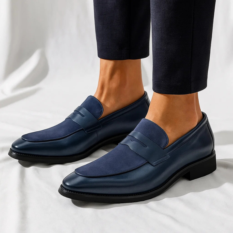 Men’s Leather and Suede Penny Loafers