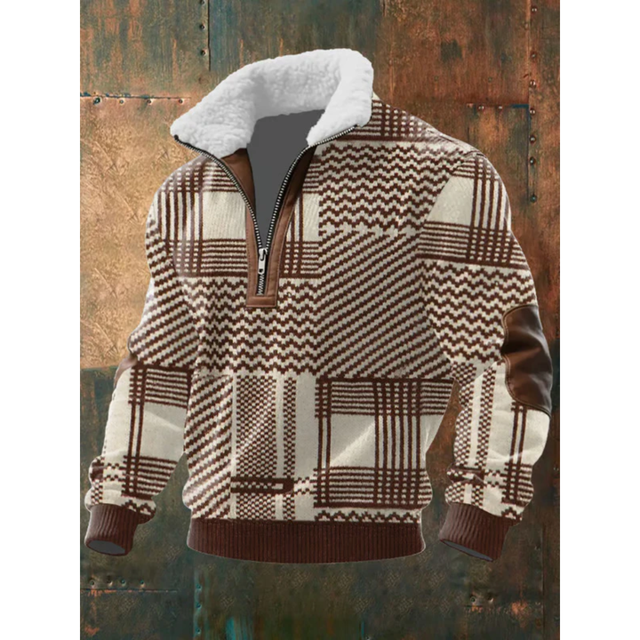 Men’s Fleece-Collar Cable-Knit Quarter-Zip Jumper