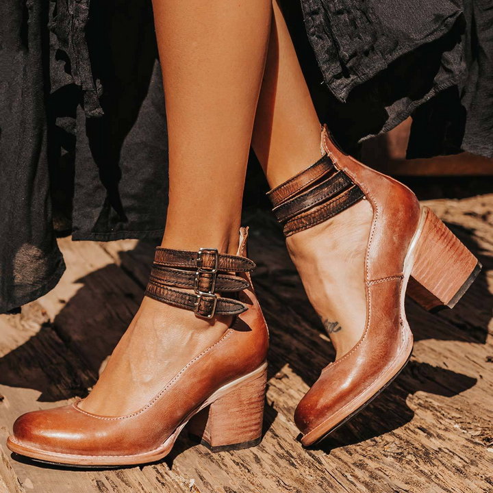 Women’s Triple-Buckle Block-Heel Shoes