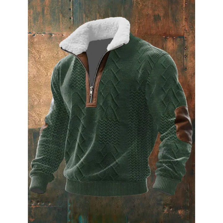 Men’s Fleece-Collar Cable-Knit Quarter-Zip Jumper