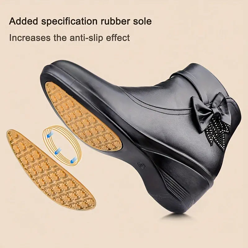 SERENELLA™ WOMEN'S SIDE ZIPPER PLATFORM BOWKNOT BOOTS