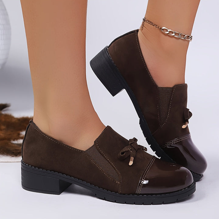 Women’s Patent Bow-Detail Block-Heel Loafers