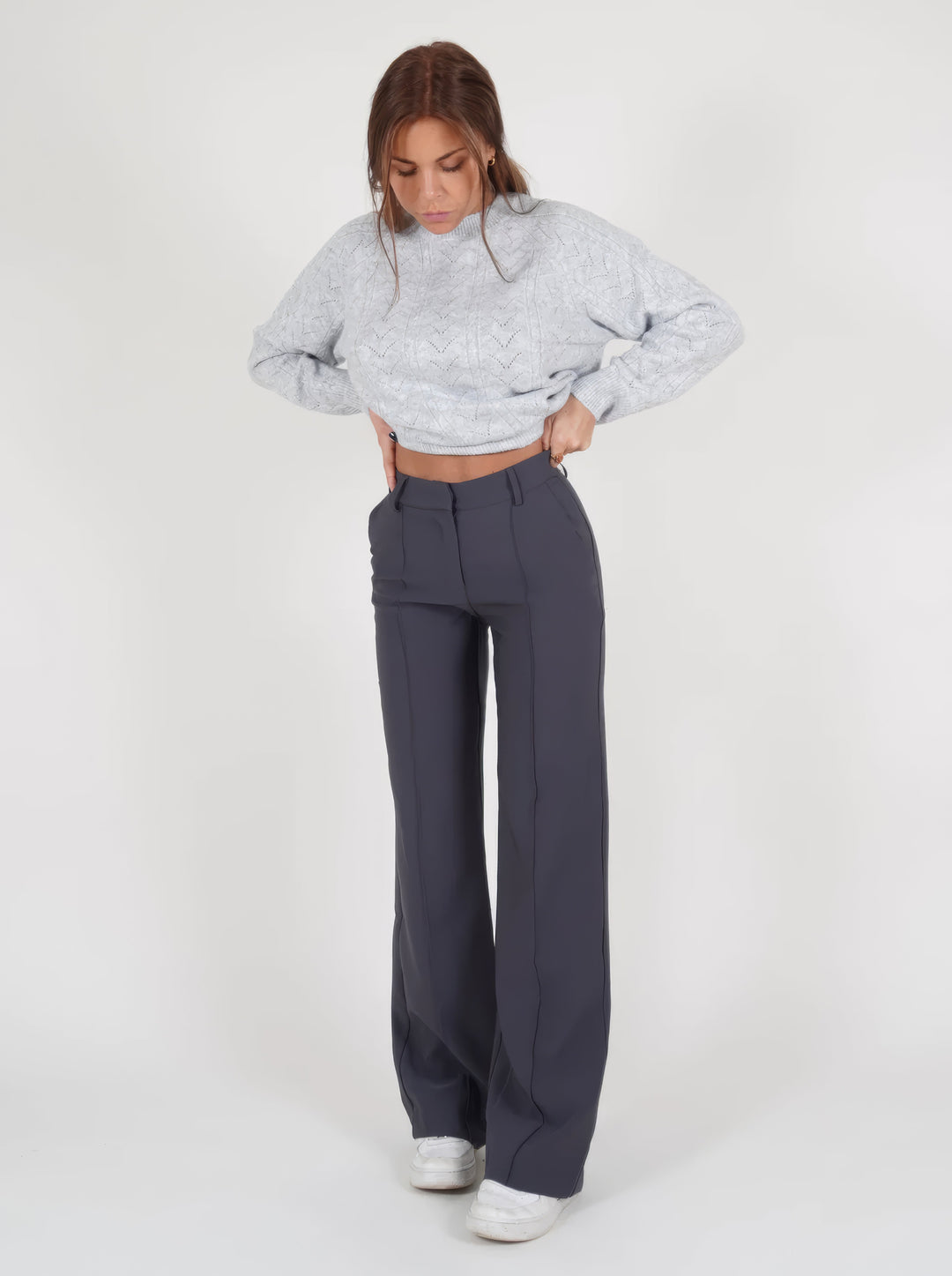 Women’s High-Waisted Styled Wide-Leg Trousers