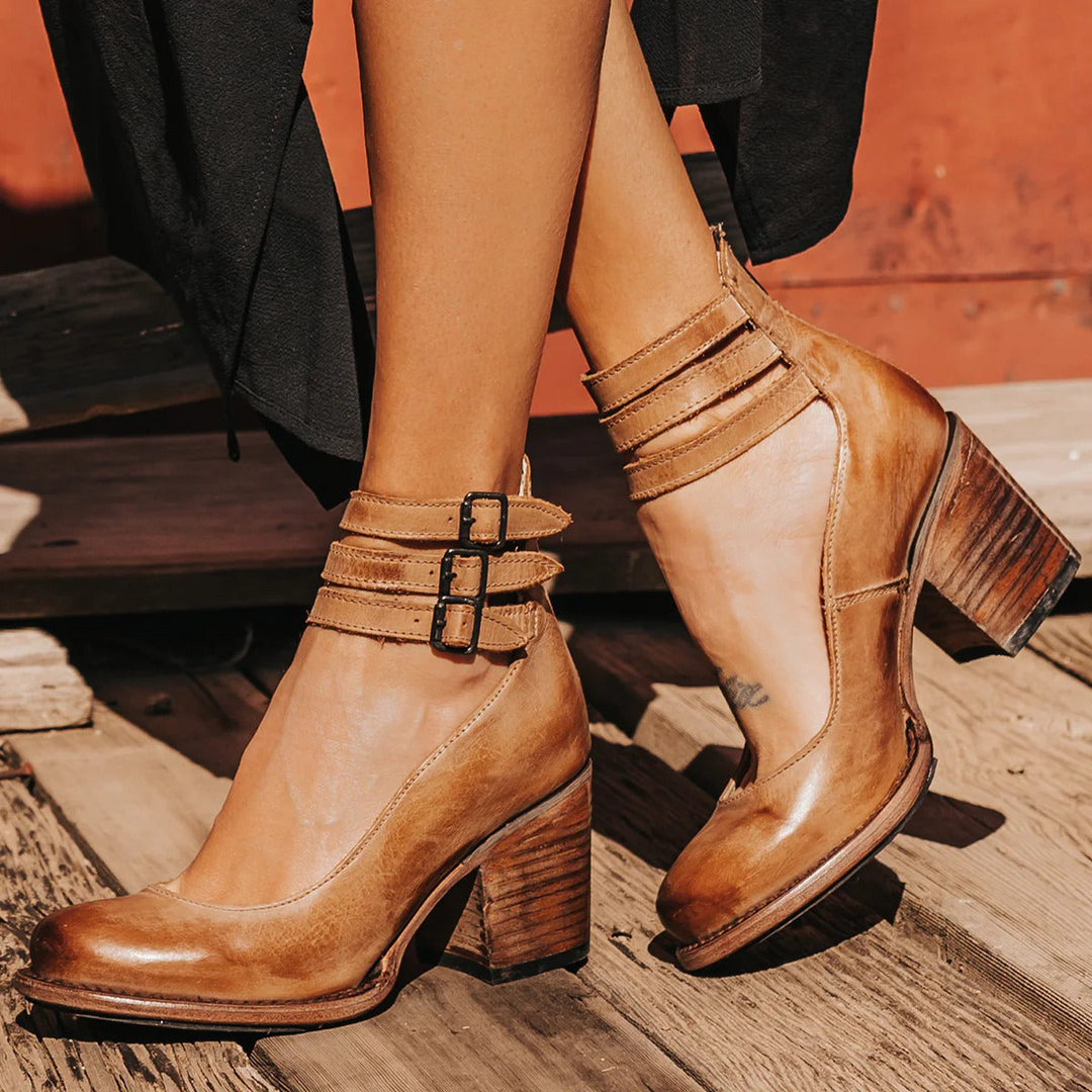 Women’s Triple-Buckle Block-Heel Shoes