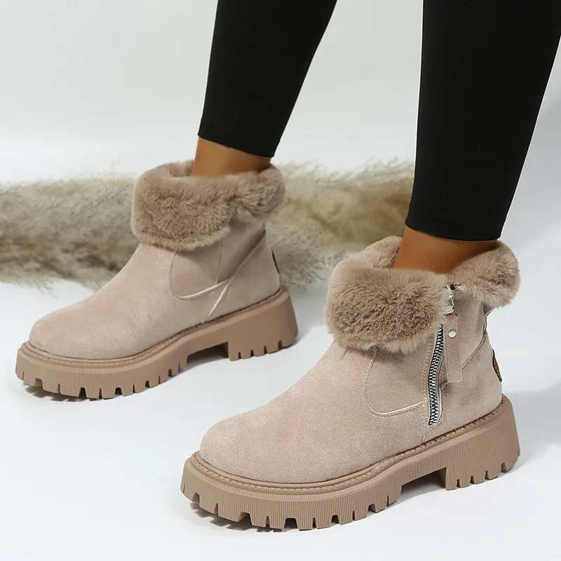 Women’s Faux-Fur-Lined Chunky Ankle Boots