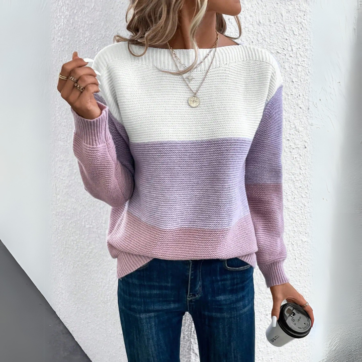 Women’s Colour-Block Crew-Neck Jumper