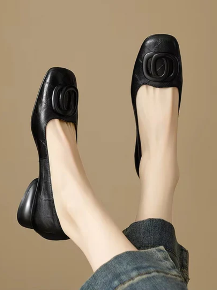 Women’s Leather Square-Toe Ballet Flats