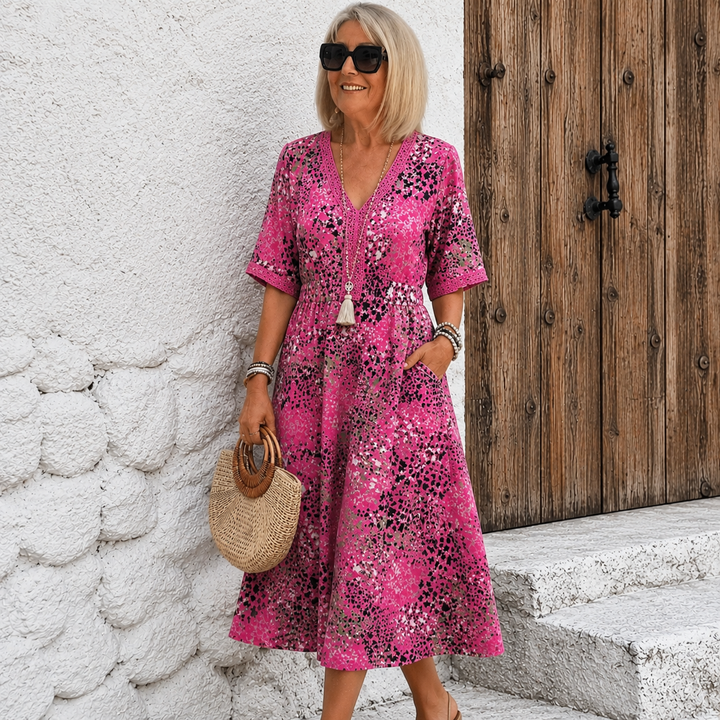 Dorina | V-Neck Dress with Print