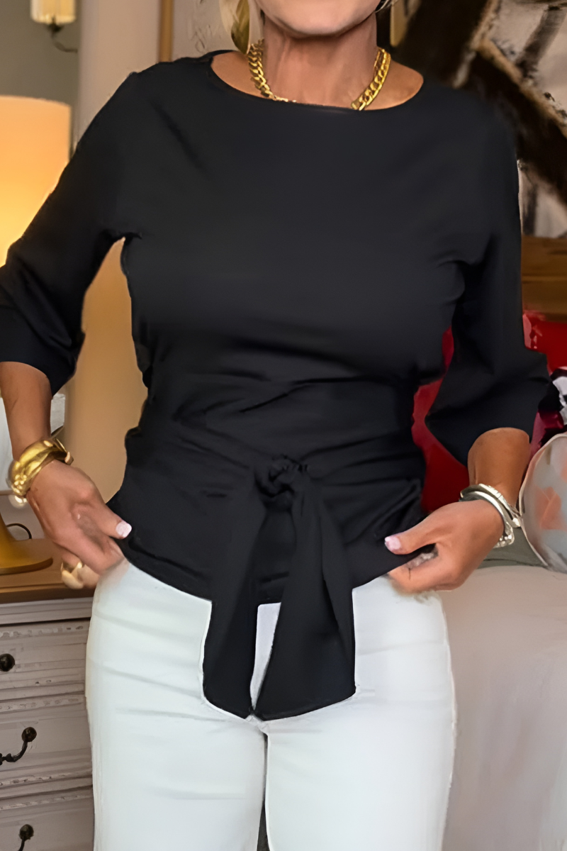 Women’s Tie-Waist Three-Quarter-Sleeve Top