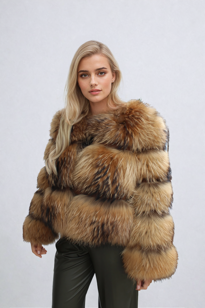 Women’s Striped Faux-Fur Jacket