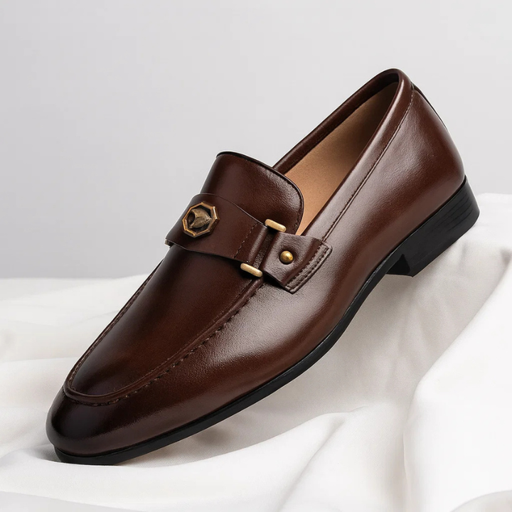 Men’s Leather Loafers with Gold Detail