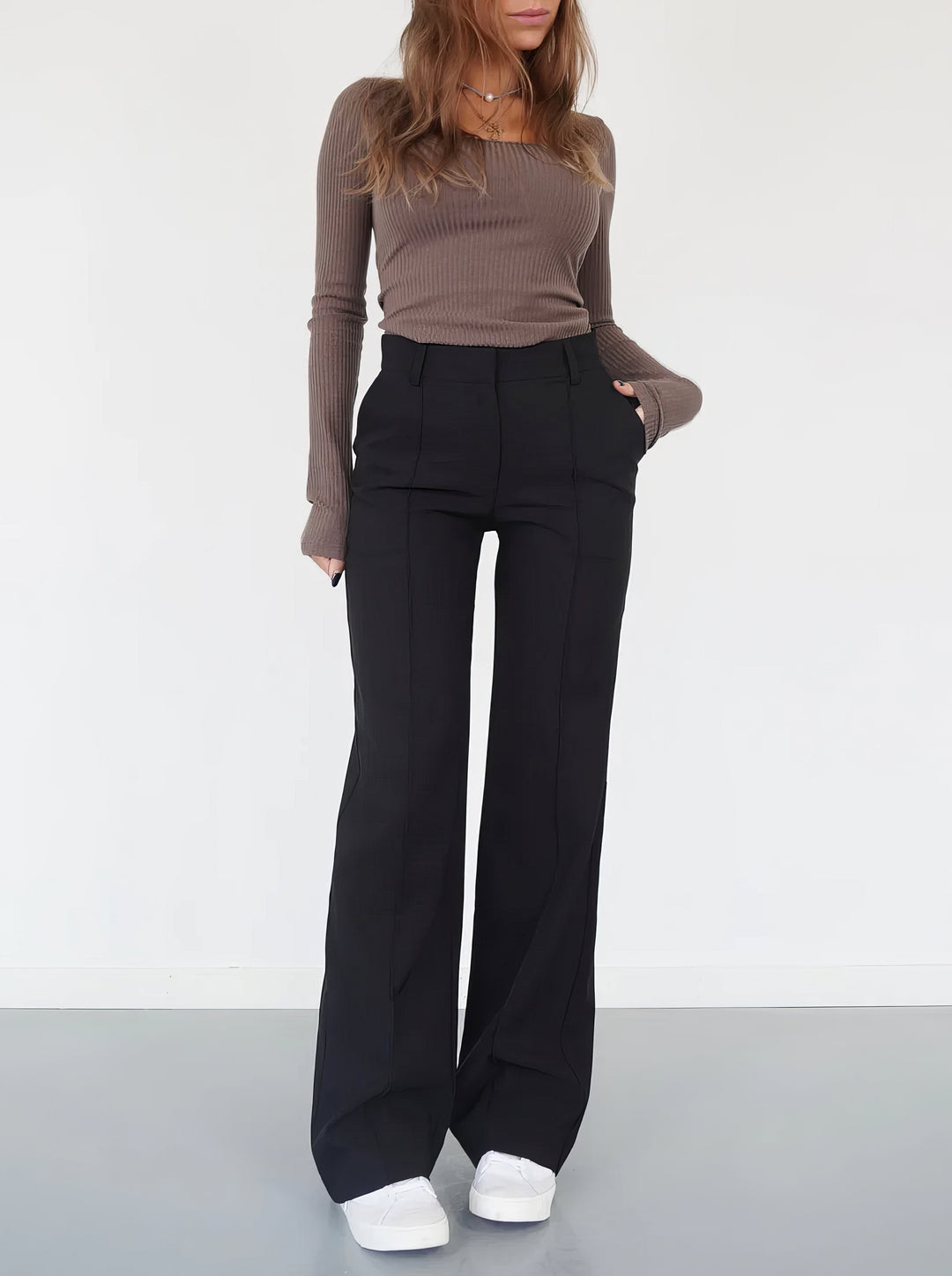 Women’s High-Waisted Styled Wide-Leg Trousers