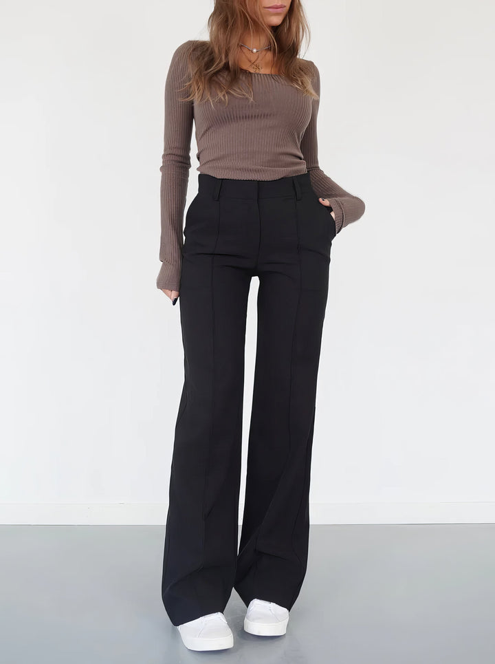 Women’s High-Waisted Styled Wide-Leg Trousers
