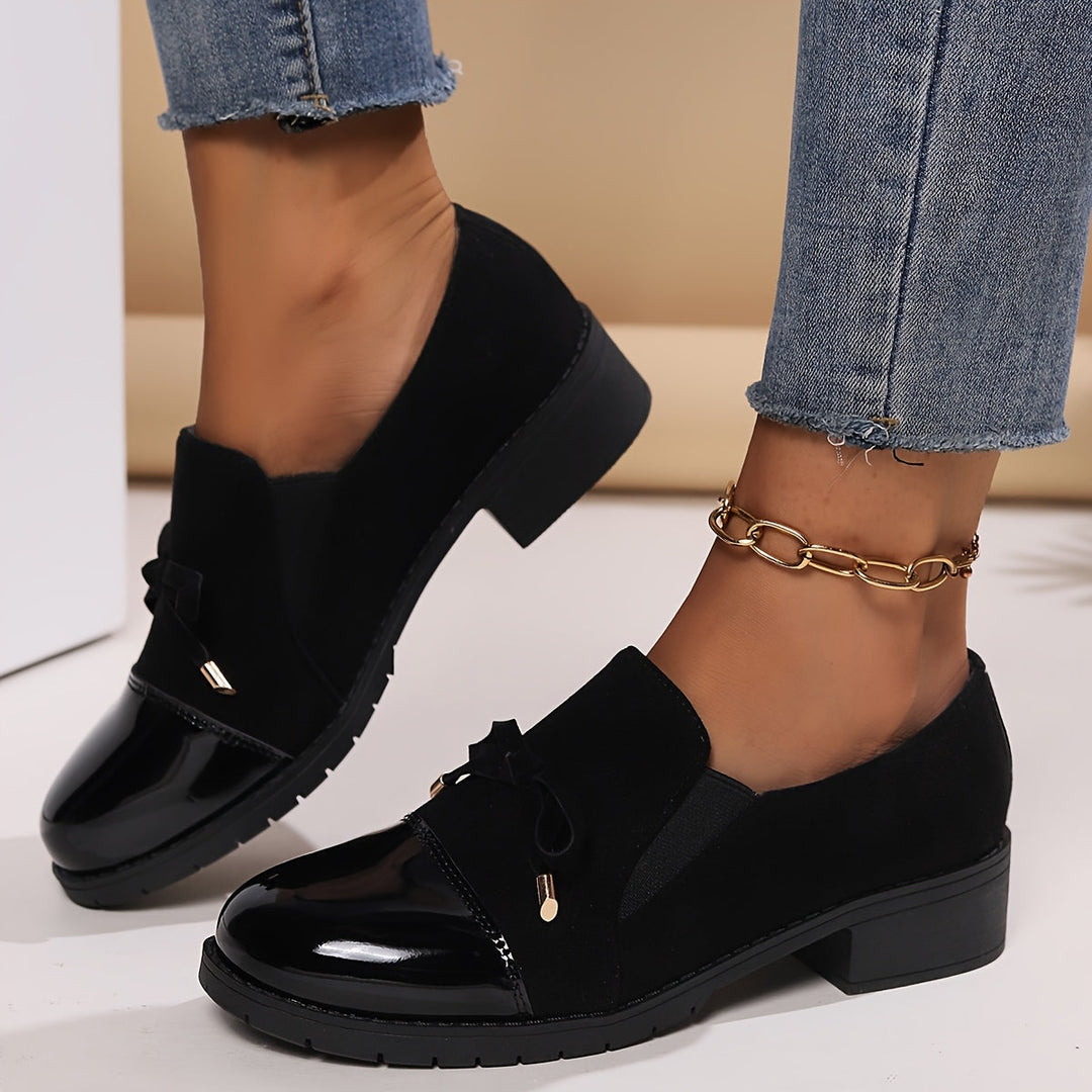 Women’s Patent Bow-Detail Block-Heel Loafers