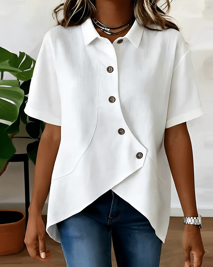 Women’s Linen-Blend Short-Sleeve Shirt