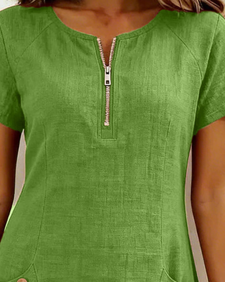 Ellie | Cotton Dress with Zipper Pocket