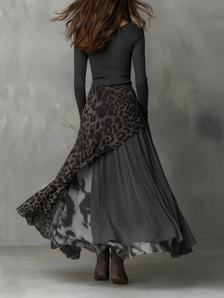 Martina | Long Dress with Leopard Print