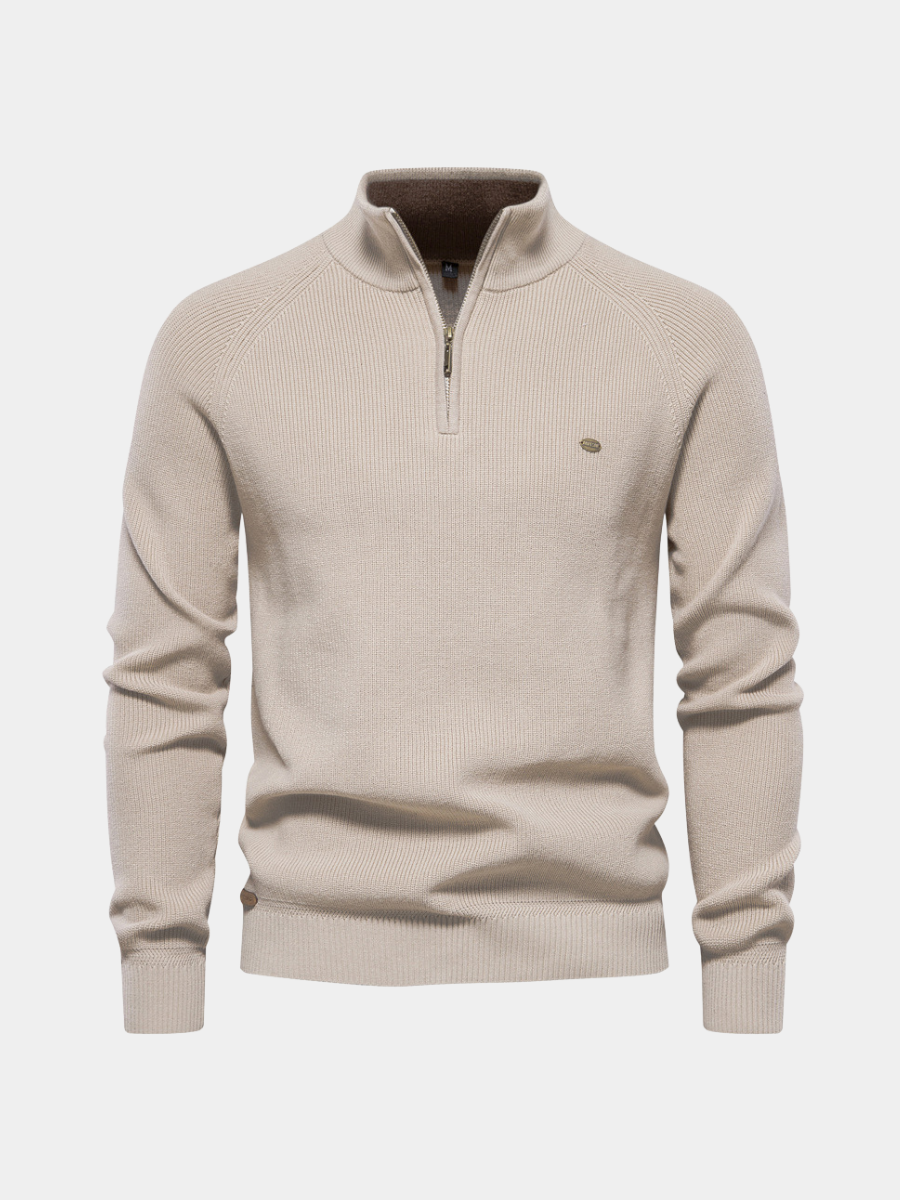 Men’s Ribbed Detail Quarter-Zip Jumper