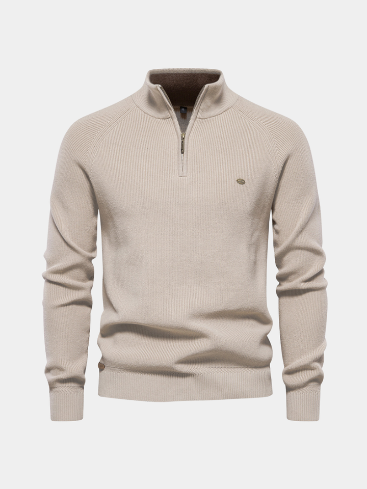 Men’s Ribbed Detail Quarter-Zip Jumper