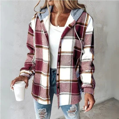 Women’s Checked Hooded Overshirt