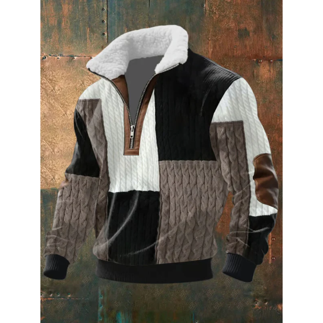 Men’s Fleece-Collar Cable-Knit Quarter-Zip Jumper