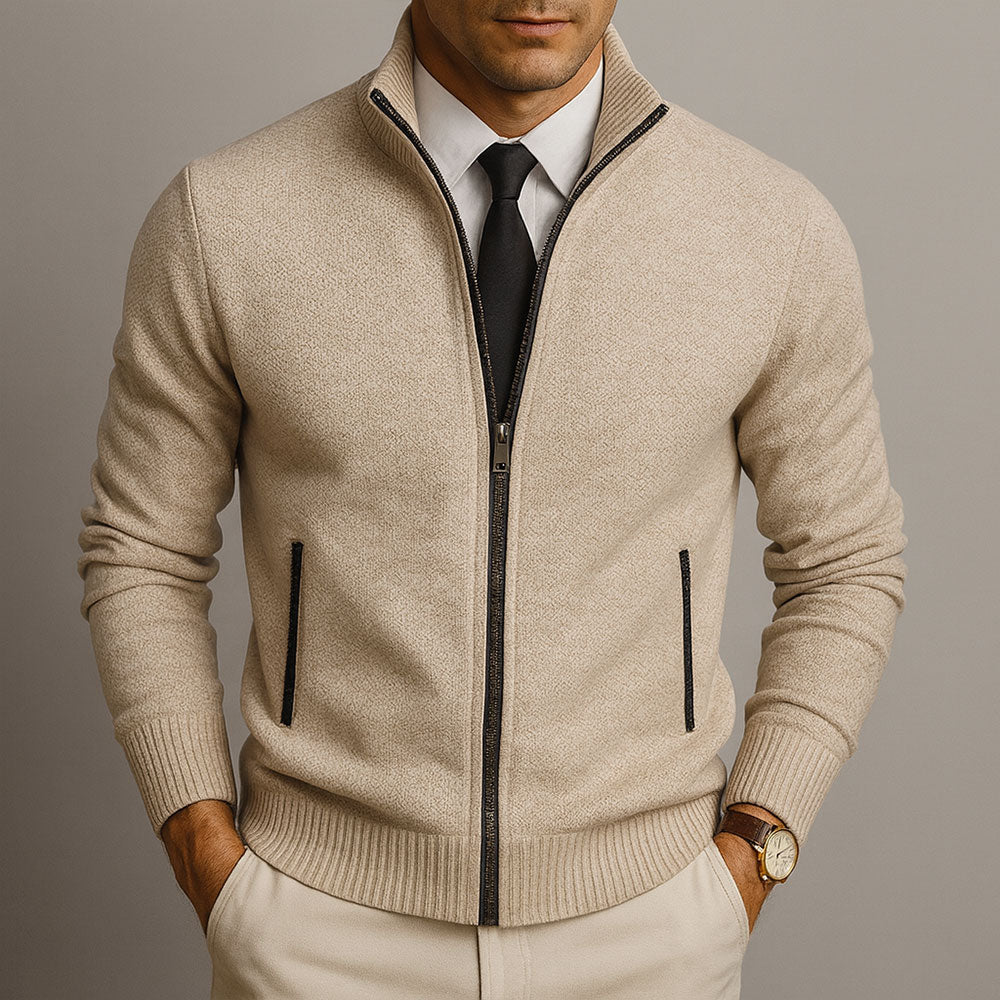 Men’s Textured Full-Zip Knitted Cardigan