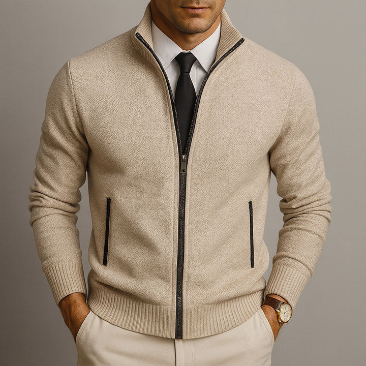 Men’s Textured Full-Zip Knitted Cardigan