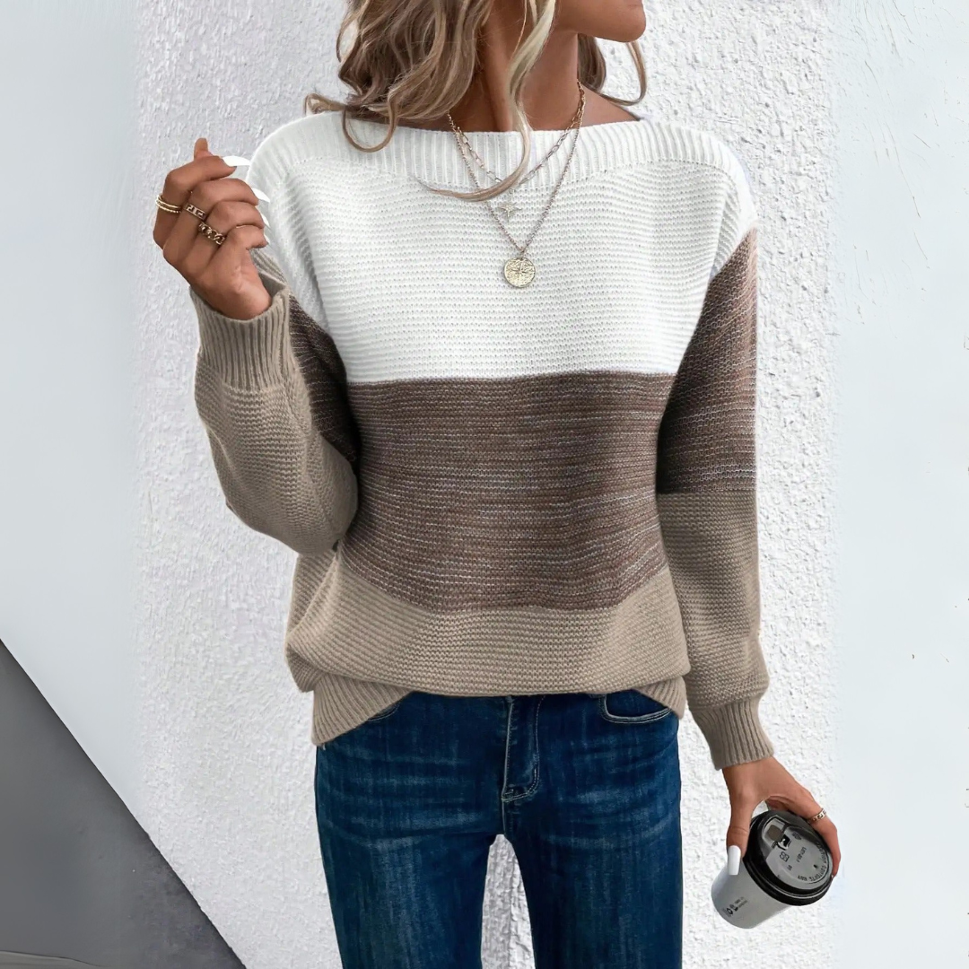 Women’s Colour-Block Crew-Neck Jumper