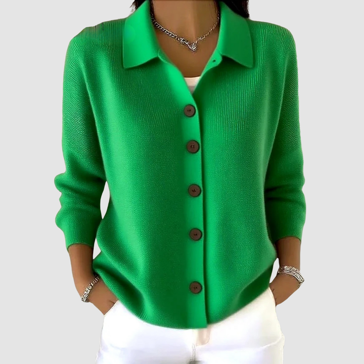 Women’s Collared Button-Up Knitted Cardigan