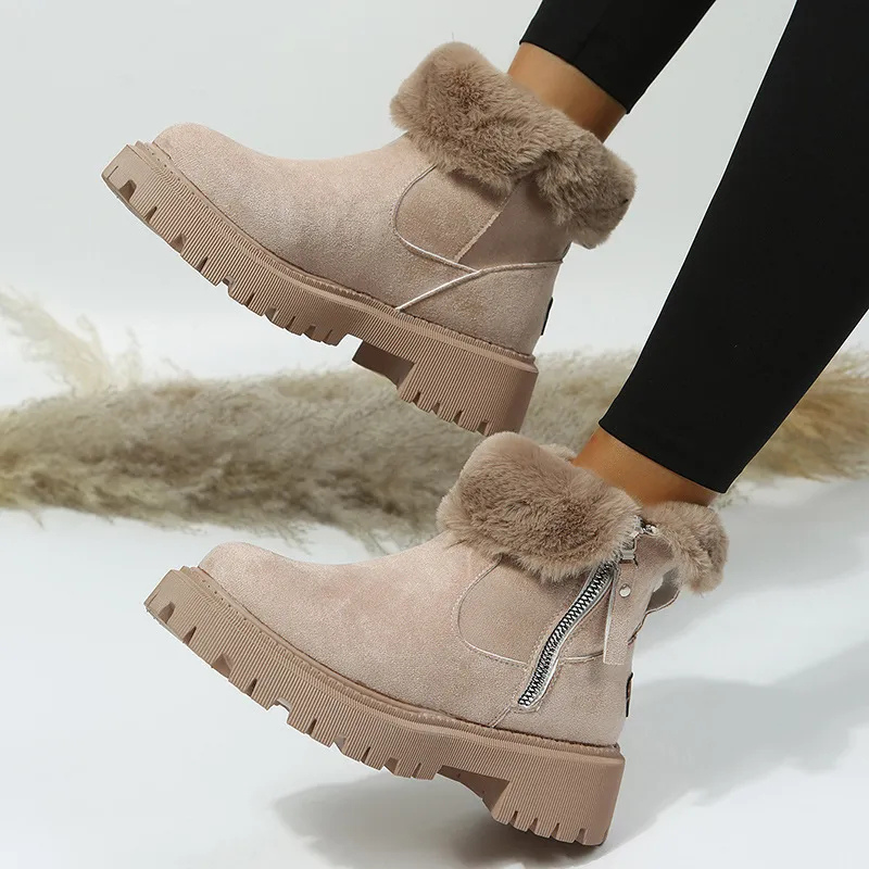Women’s Faux-Fur-Lined Chunky Ankle Boots