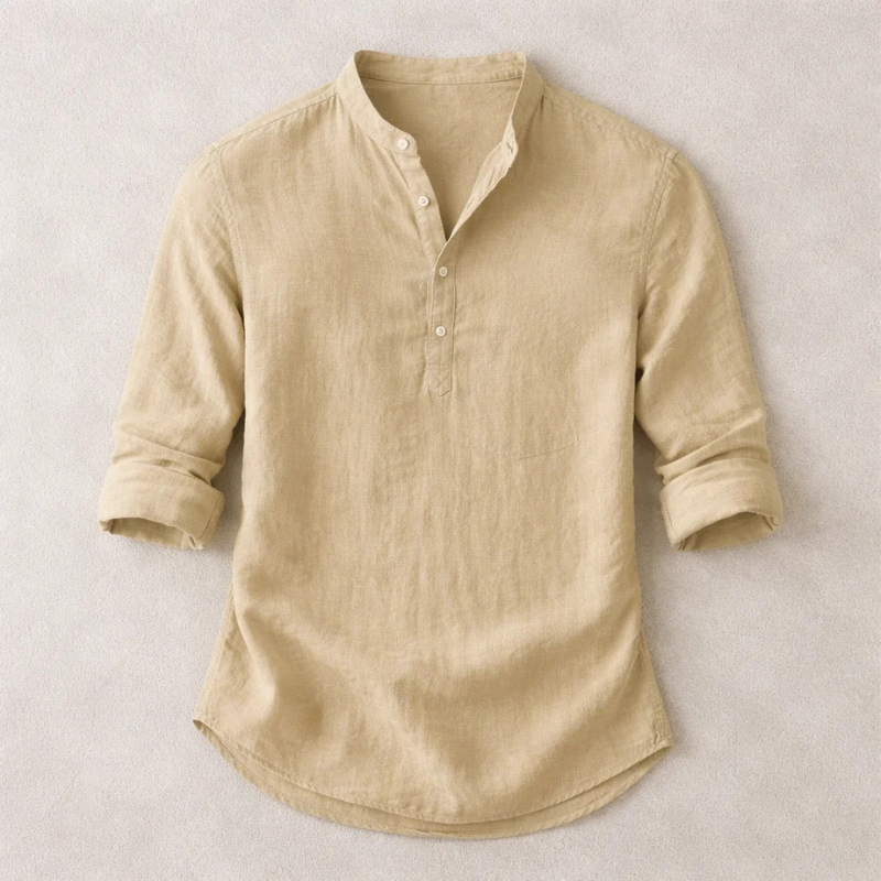 Men’s Cotton-Linen Henley Shirt