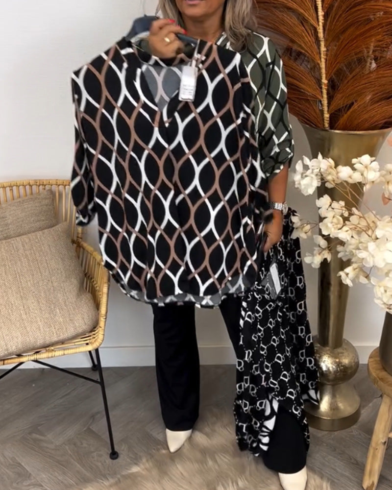 Women’s Geometric-Print V-Neck Blouse