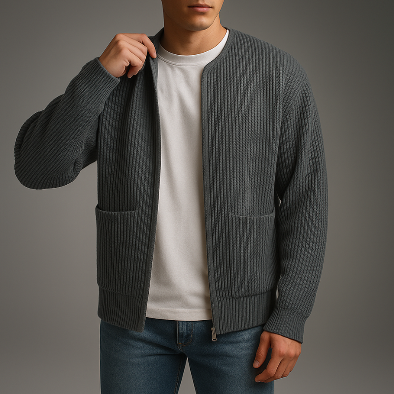 Men’s Ribbed Full-Zip Cardigan