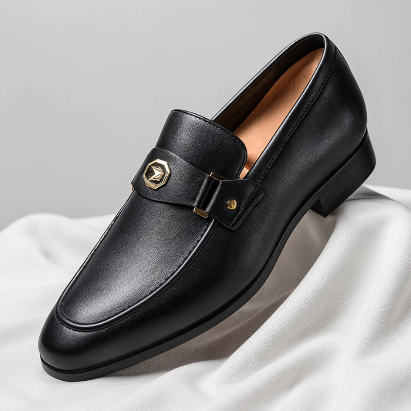 Men’s Leather Loafers with Gold Detail