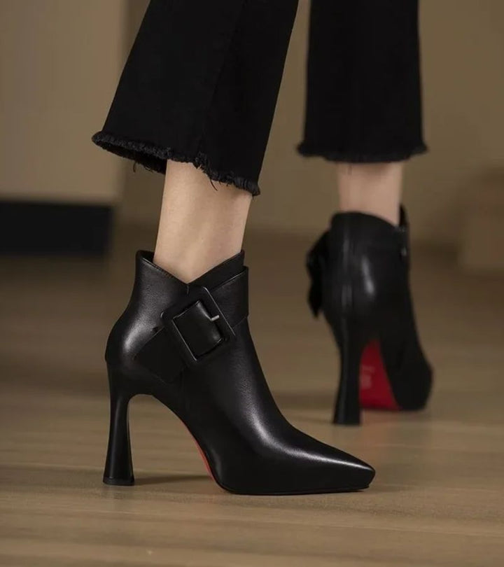 Women’s Buckle-Detail High-Heel Ankle Boots
