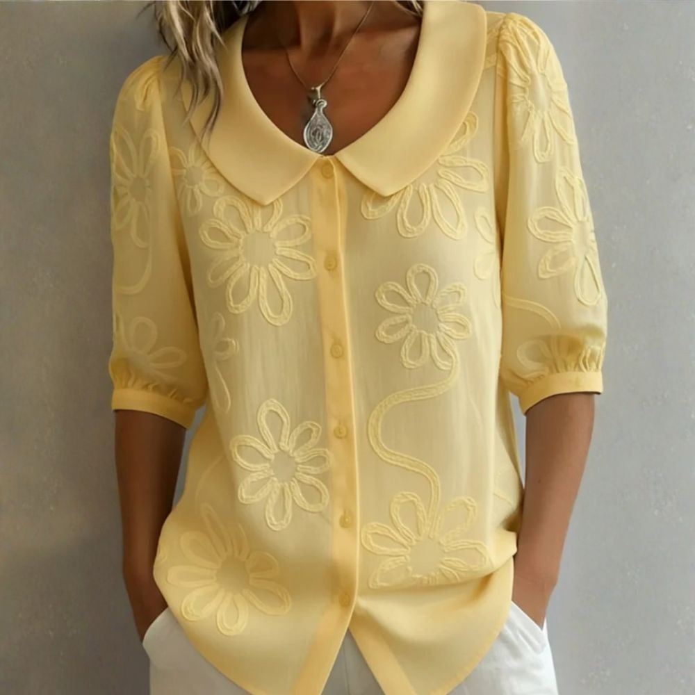 Women’s Floral Embroidered Peter Pan Collar Blouse