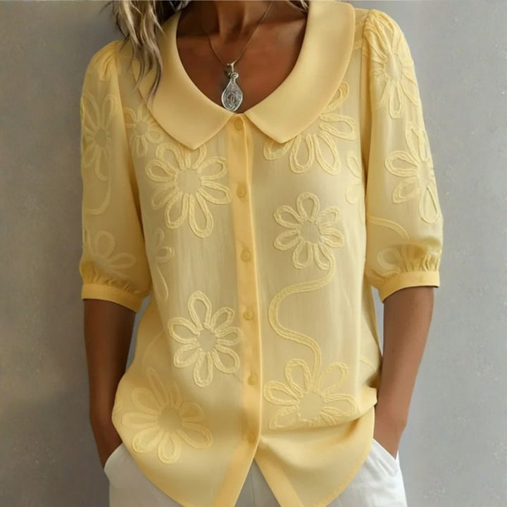 Women’s Floral Embroidered Peter Pan Collar Blouse