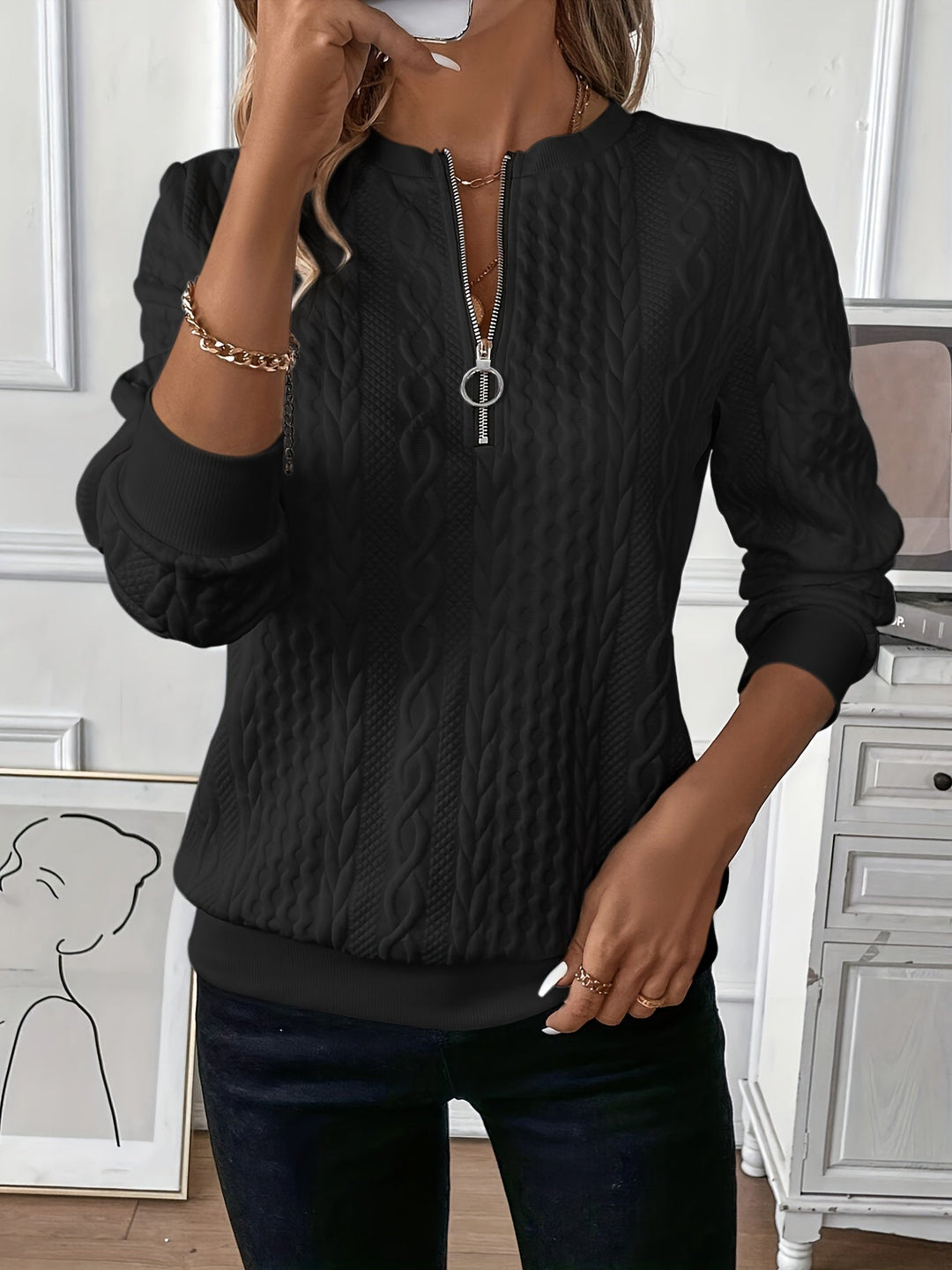 Women’s Cable-Knit Half-Zip Jumper
