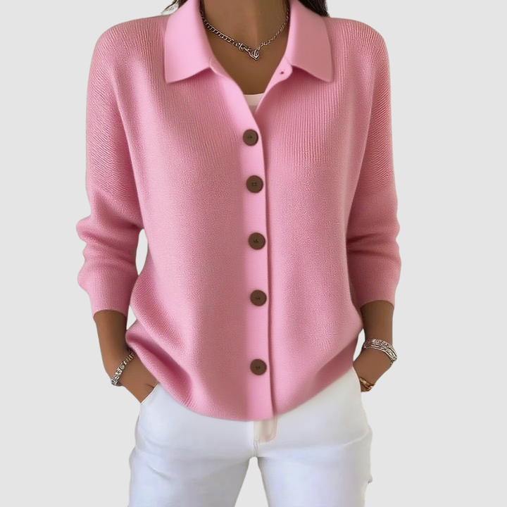 Women’s Collared Button-Up Knitted Cardigan