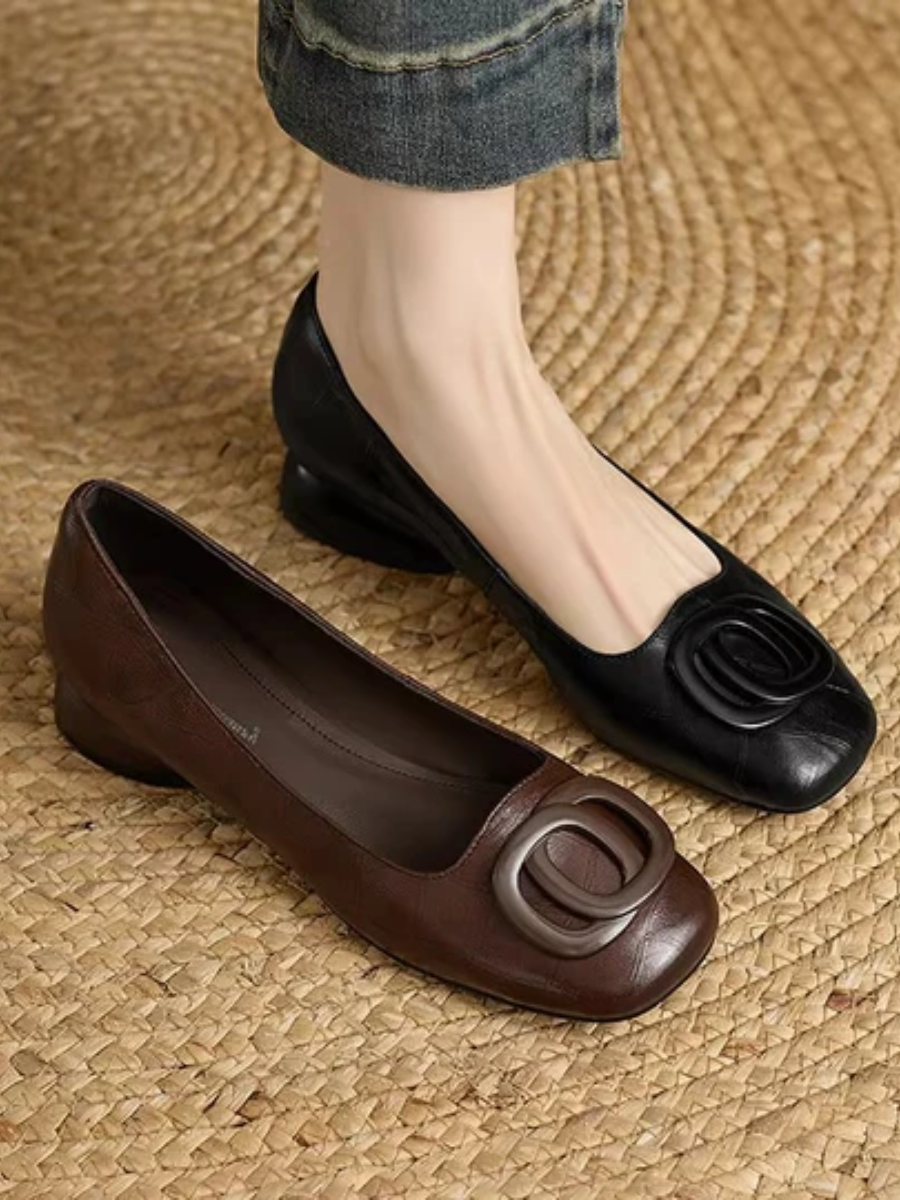 Women’s Leather Square-Toe Ballet Flats