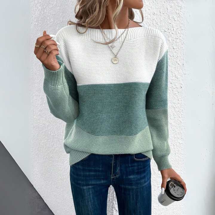 Women’s Colour-Block Crew-Neck Jumper