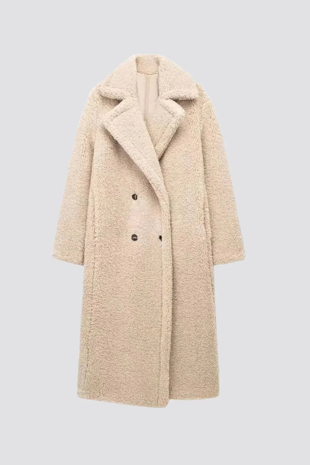 Women’s Longline Double-Breasted Teddy Coat