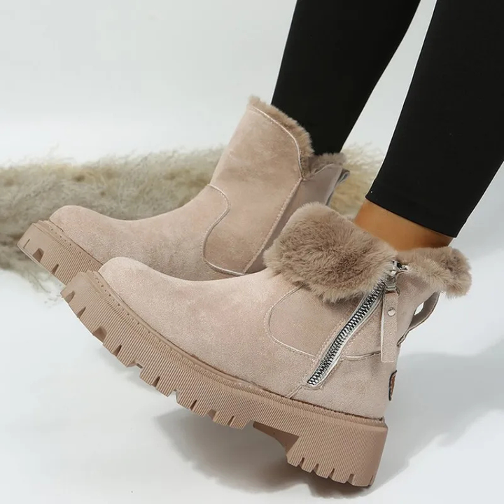 Women’s Faux-Fur-Lined Chunky Ankle Boots