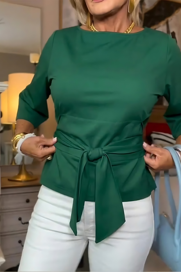 Women’s Tie-Waist Three-Quarter-Sleeve Top
