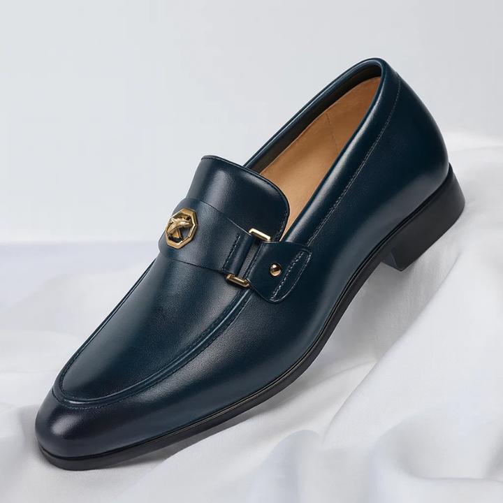 Men’s Leather Loafers with Gold Detail